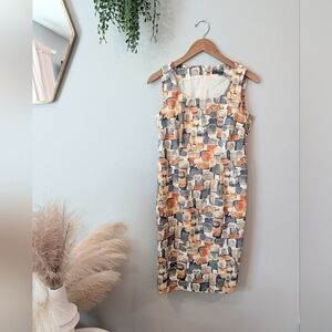 Peserico Geometric Patterned Midi Dress Sz 46
